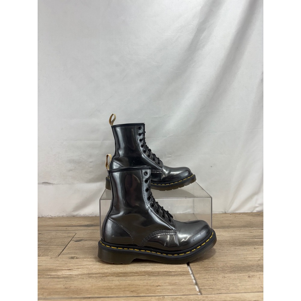 Dr. Martens 1460 Vegan Chrome Metallic Gunmetal Silver Boots Womens 7 EU 38